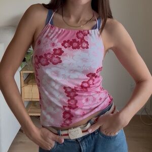 Small Mariposa Pink Floral Halter Top
